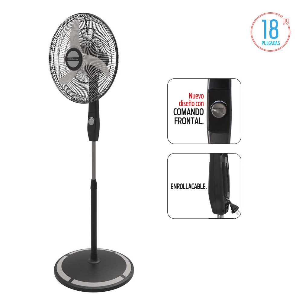 Liliana Ventilador Pie 18 Parrilla Crom Aspas Metal Vpc18m