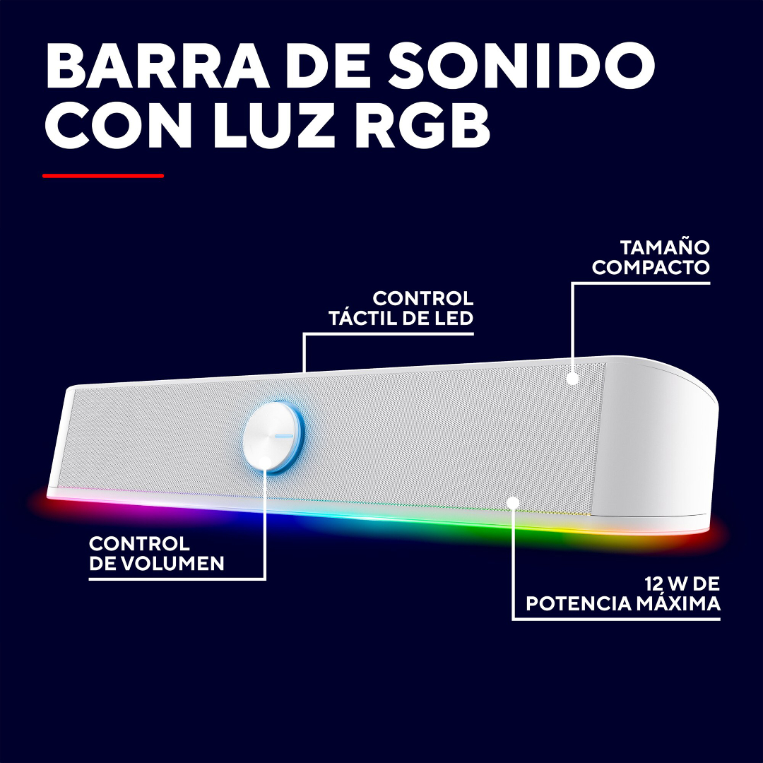 Parlante Barra De Sonido Trust Thorne Rgb White Gxt619w