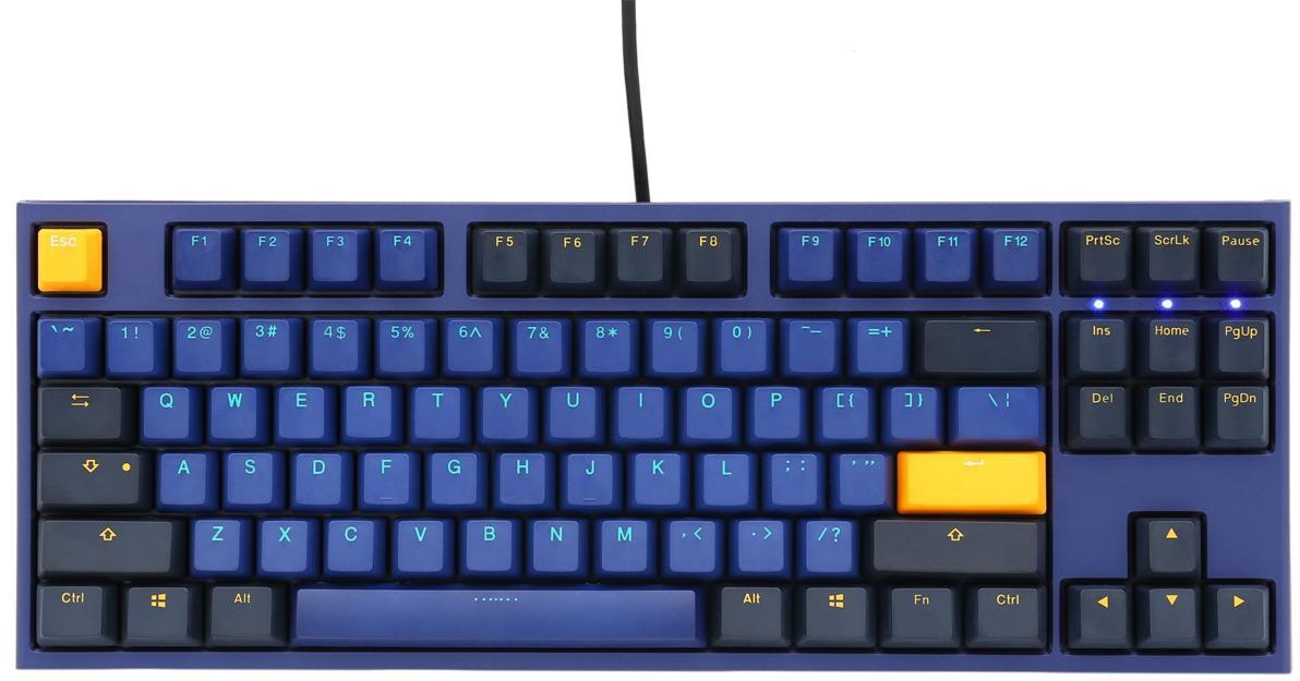 Teclado Mecanico Ducky One 2 Tkl Horizon Teclas Azul Marino Blue Interruptor Ingles Pbt Doble Disparo Sin Costuras Estuche Azul Sin Led