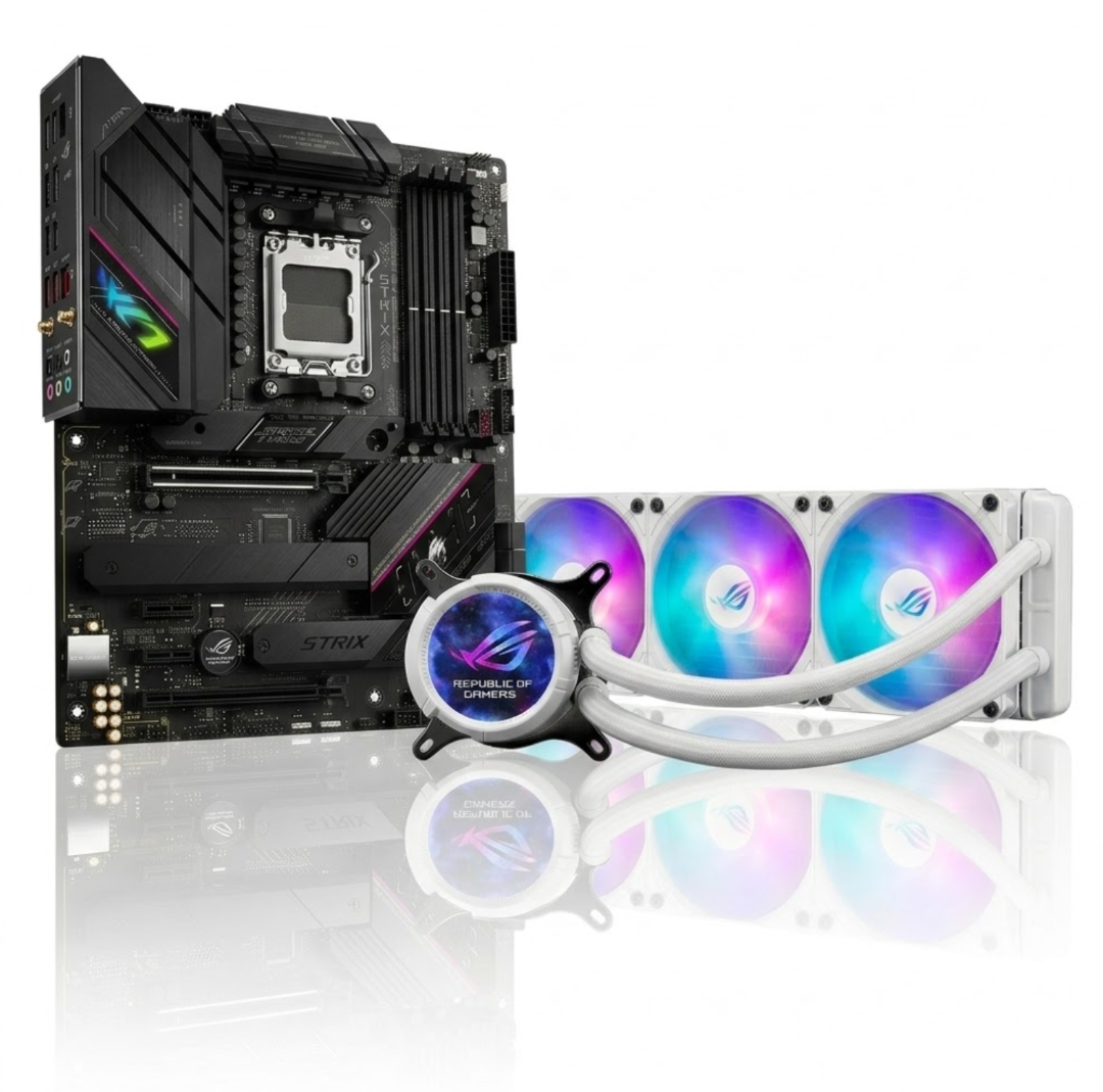 Kit Mother Asus (am5) Rog Strix B650e-f Gaming Wifi + Water Cooler Asus Rog Strix Lc Iii 360 Argb Lcd White