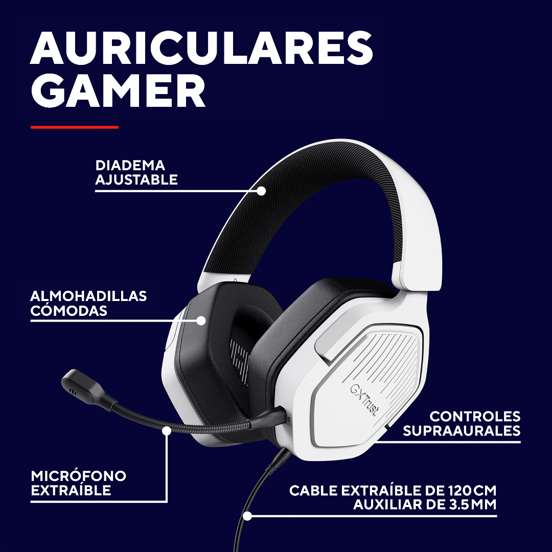 Auricular Trust Carus Multiplataforma White Gxt492w