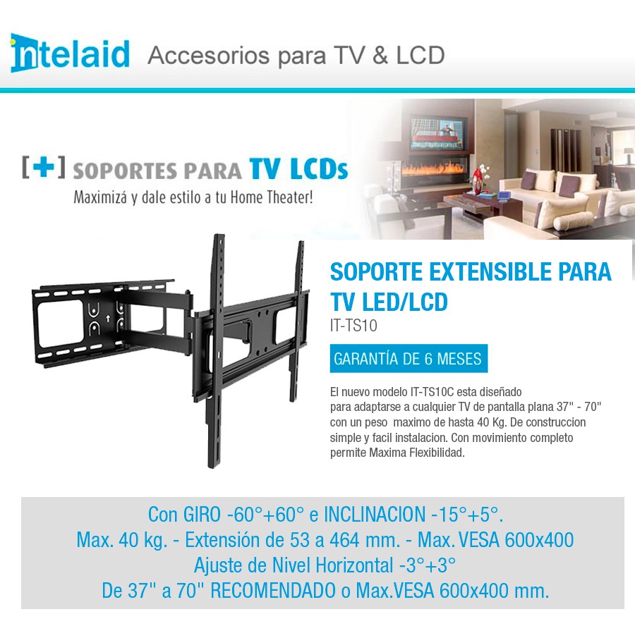 Soporte Intelaid Tv Giro/incl 37/70 Vesa 600x400 It-ts10c