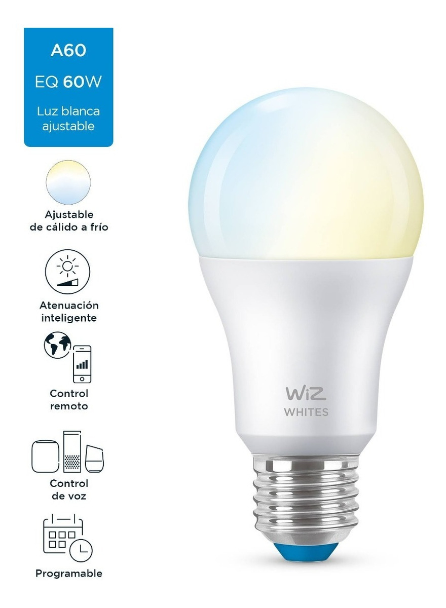 Lampara Wiz Wi-fi Ble Tw/8w A60 220v E27 6/1pf