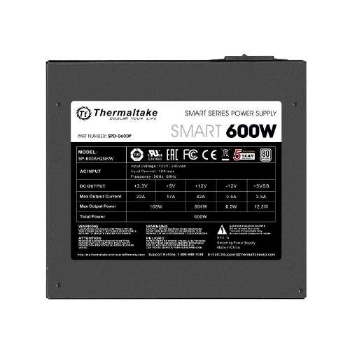Fuente Gamer Thermaltake Smart White 600w 80 Plus