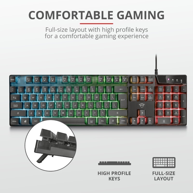 Teclado Gamer Trust Azor Gxt 835 / Idioma Ingles